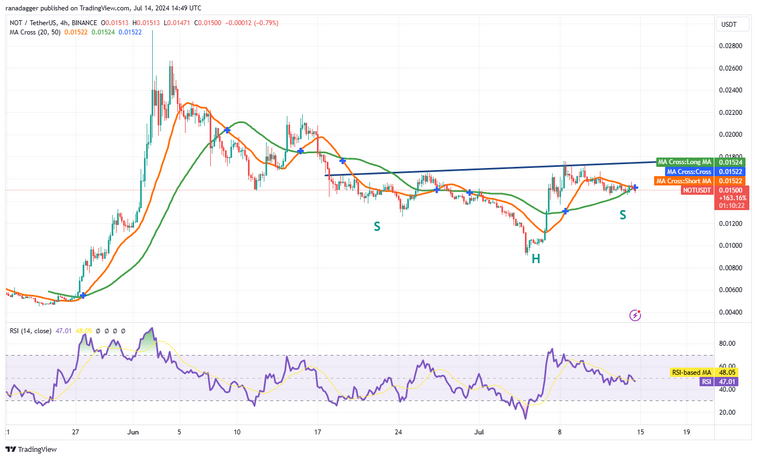 نمودار 4 ساعته جفت ارز NOT/USDT