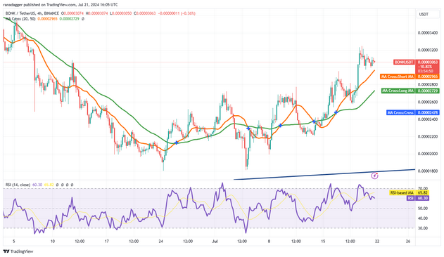 نمودار 4 ساعته جفت ارز BONK/USDT