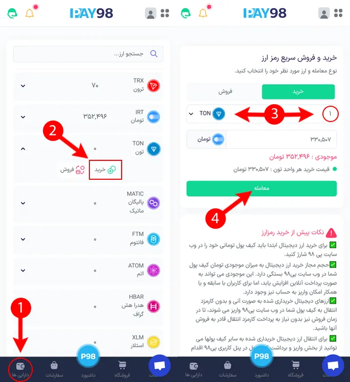 خرید تون از پی98